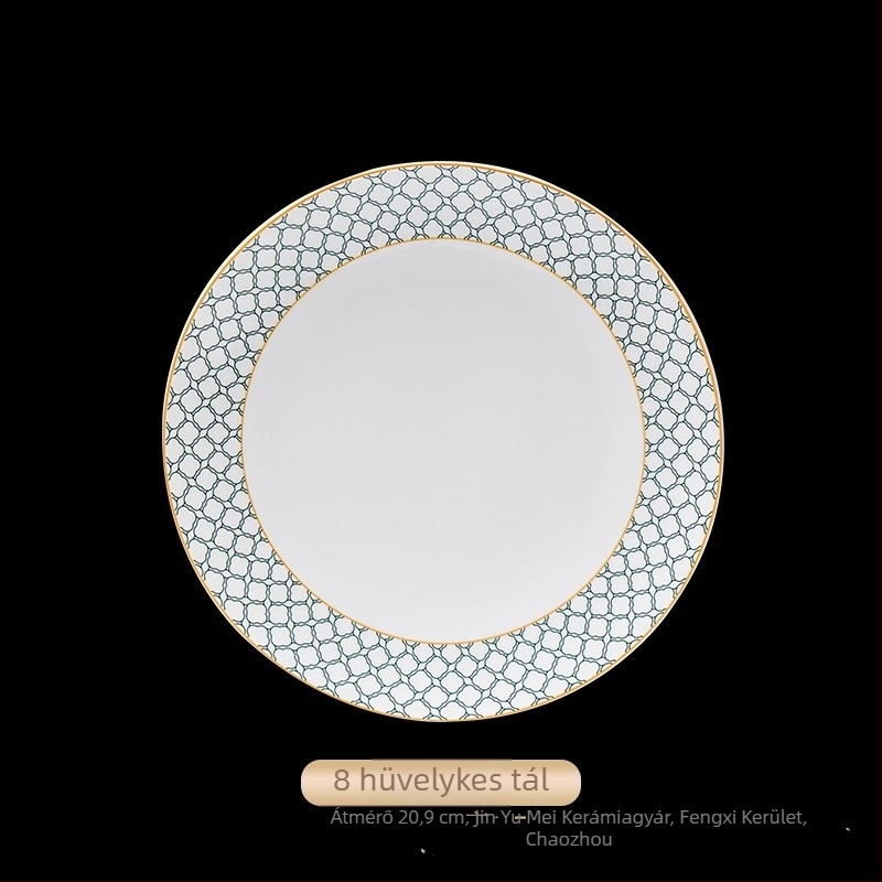 Szállodai asztali szett porcelánból, geometriai, magas minőségű dizájn, overglaze szín, testreszabható