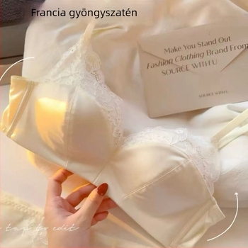 Francia satin csipkés melltartó kis keblekhez, merevítő nélkül, push-up hatás, szexi csipke, 2026-os modell