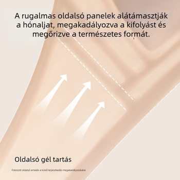 Szatén háromszög kosárú drót nélküli, hát része varrás nélküli, lélegző, enyhén összeszedett, természetes érzet