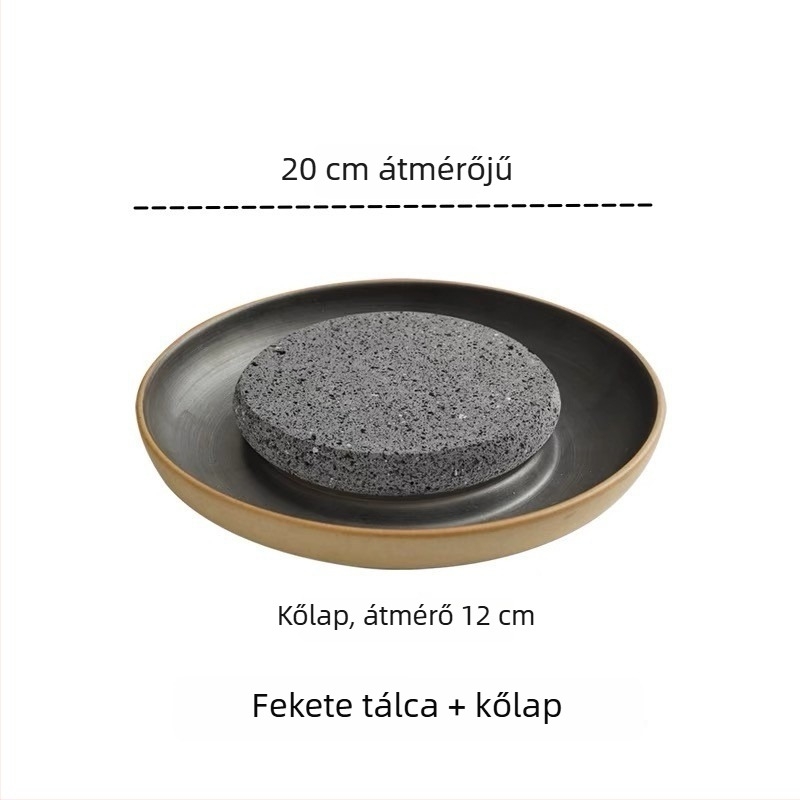 Kerek kerámia süthető tepsi, matt felülettel, mikrohullámú sütőben használható, japán stílus