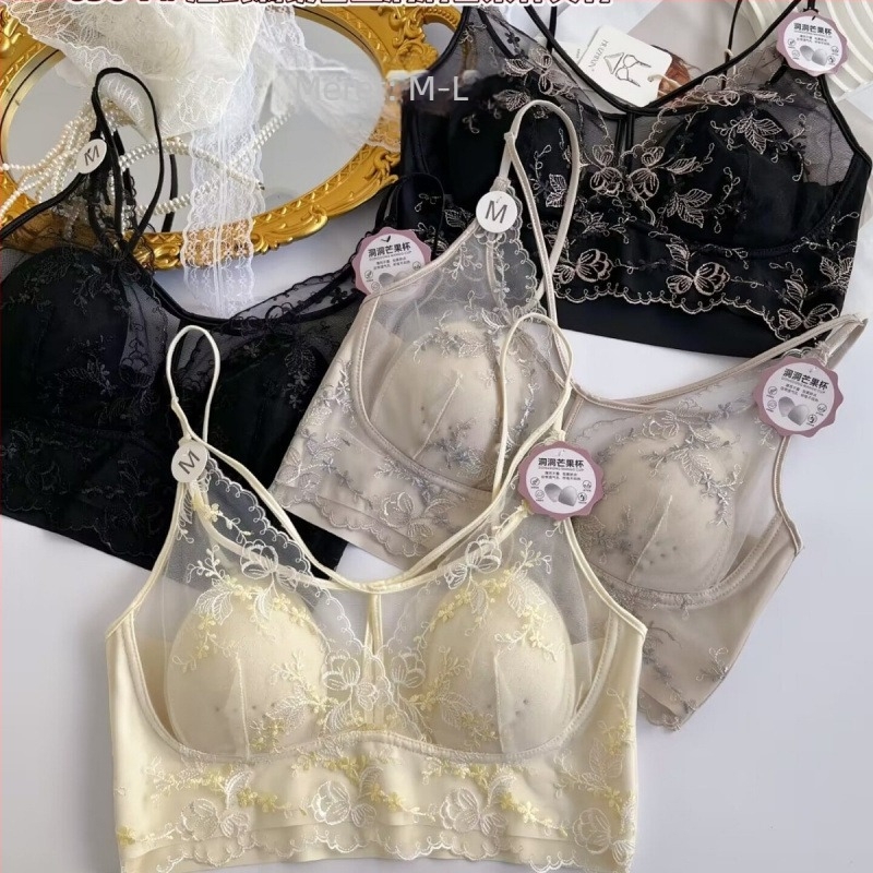 Ultra vékony wrap melltartó hímzett csipkével és kosaras Rabbit Ear – 3/4 kosár, lélegző és kényelmes, modell 6304