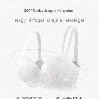 Pamut csipkés Push-Up melltartó, 3/4 kosár, anti-prolaps, francia csipke