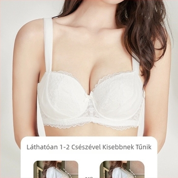 Pamut csipkés Push-Up melltartó, 3/4 kosár, anti-prolaps, francia csipke