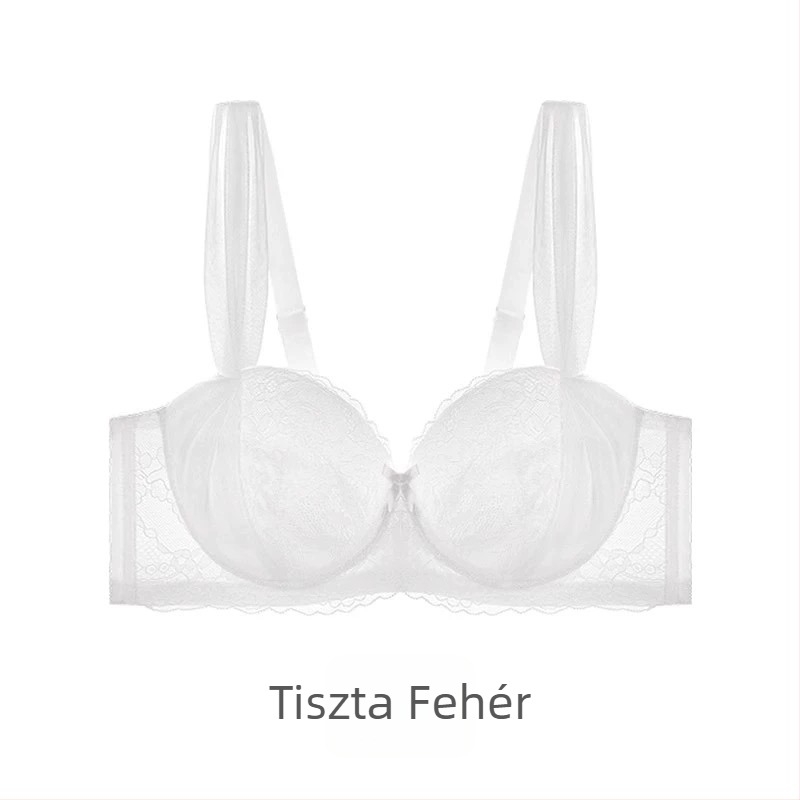 Pamut csipkés Push-Up melltartó, 3/4 kosár, anti-prolaps, francia csipke