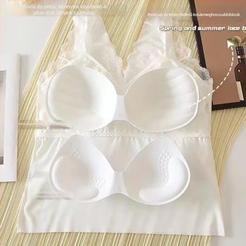 Air Cup francia csipkés camisole latex párnázással, középhosszú, szép hátsó rész, nőknek