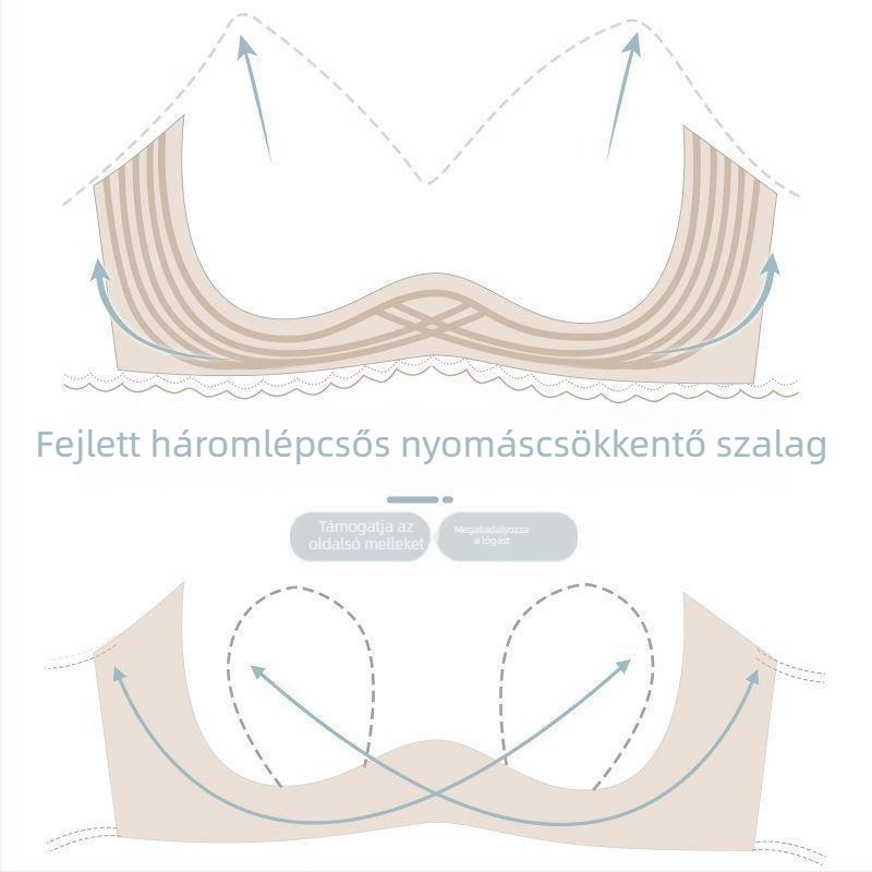 Csipkés nylon melltartó nyúlfül alakú Cup Rabbit-Ear Cup, vezeték nélküli, vékony formázó kosár, rögzített dupla vállpántok, hátul három sor kapocs