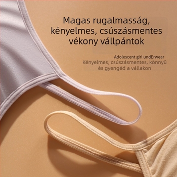 Légáteresztő, vállpánt nélküli lányoknak készült top mellkasbetéttel, 3/4-es kosár, puha hab, nylon anyagból, 9–13 éveseknek