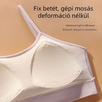 Légáteresztő, vállpánt nélküli lányoknak készült top mellkasbetéttel, 3/4-es kosár, puha hab, nylon anyagból, 9–13 éveseknek