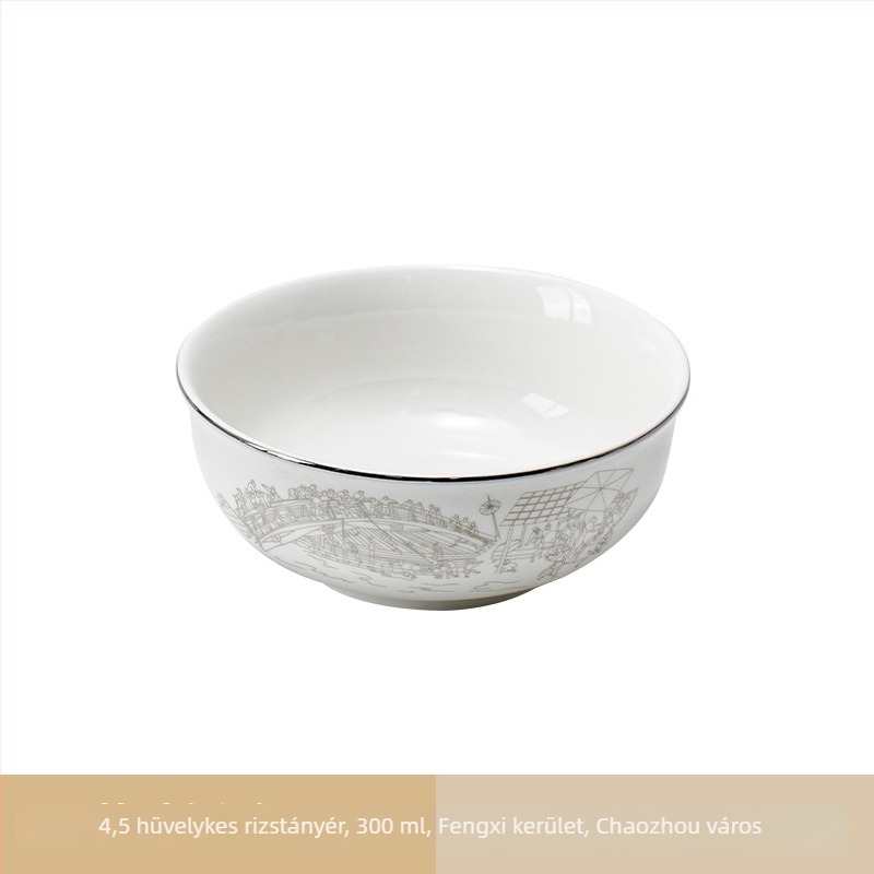 Porcelán hotel étkezési készlet, kínai stílus, glazúrozott felület, testreszabás és logónyomás elérhető