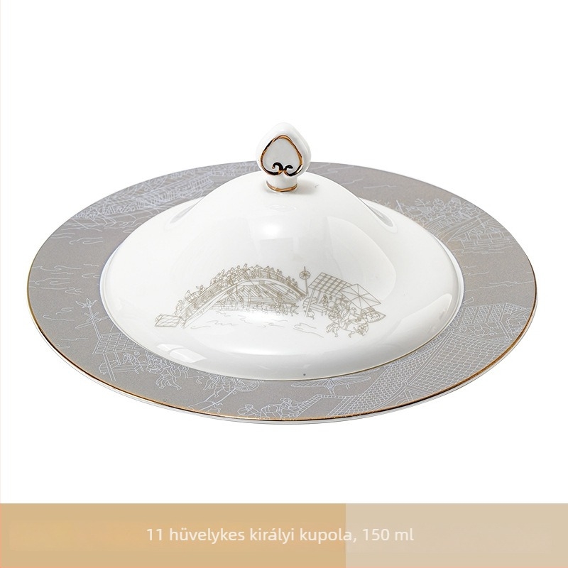 Porcelán hotel étkezési készlet, kínai stílus, glazúrozott felület, testreszabás és logónyomás elérhető