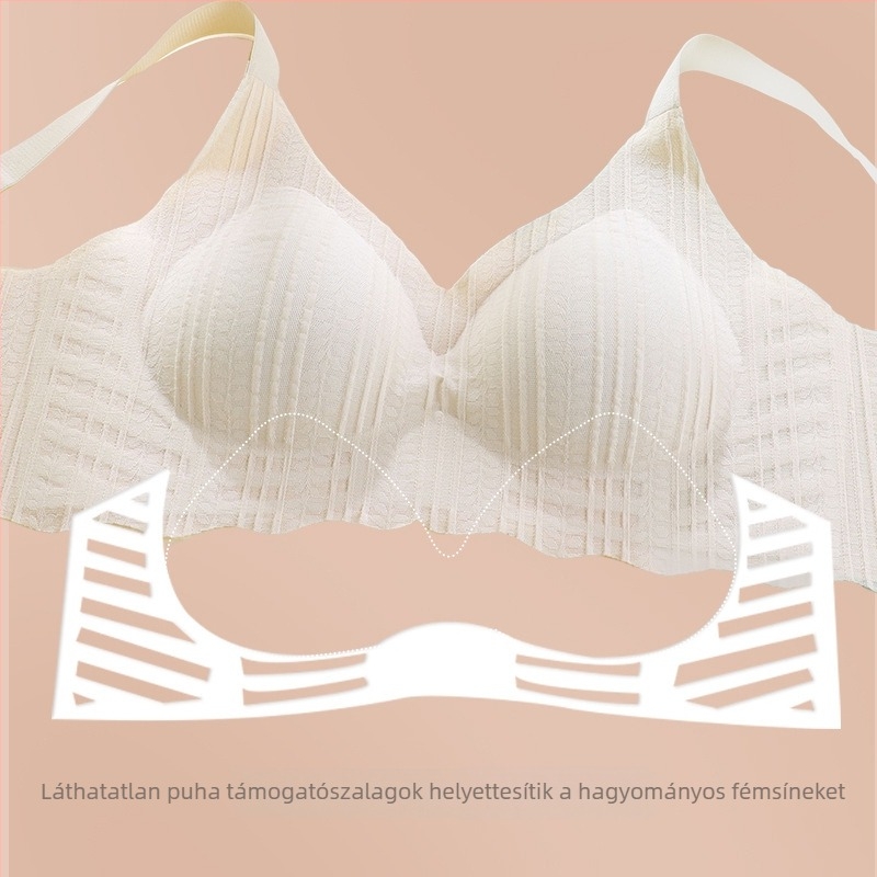 Szoptatós anyasági melltartó – vezeték nélküli, teljes kosár, vékony formázott kosár, fő anyaga nylon, bélés pamut, fixált dupla vállpántok, hátoldali négy soros zár
