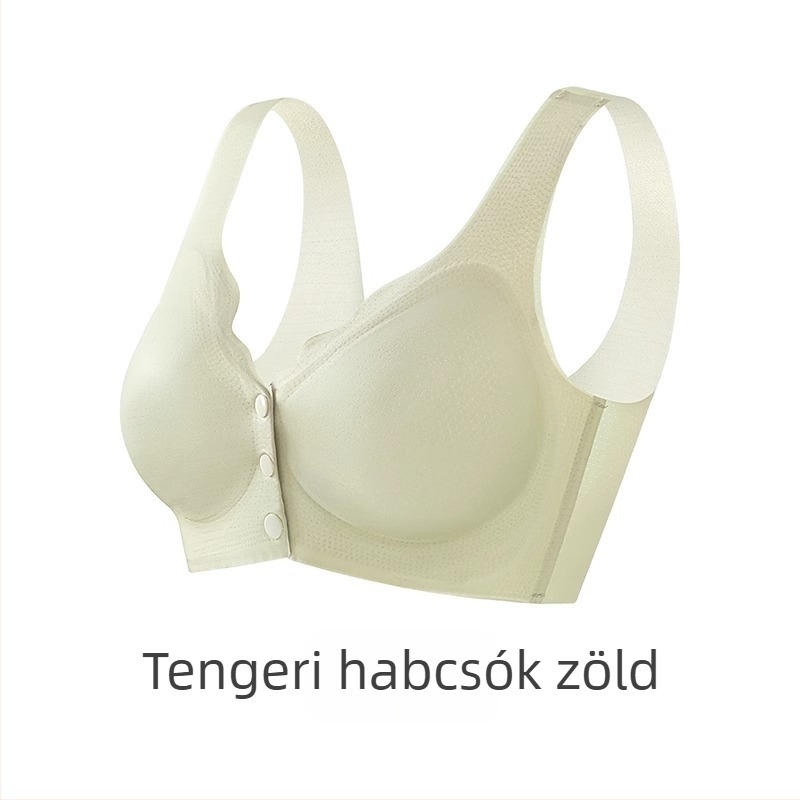 Szoptatós melltartó — nyári vékony modell, liftelő hatás, utólagos szoptatáshoz; Fő anyag: nylon; Belső rész: spandex (<30%); Kosarak: vékony, formázott; Zsinór nélkül; Elülső csat; Pántok: rögzített kettős