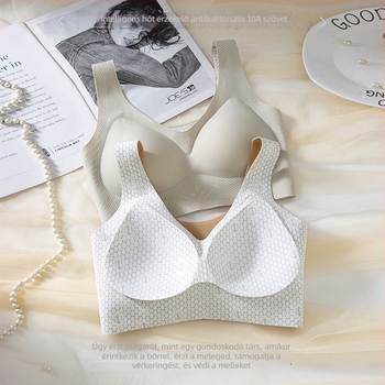 Sima nylon sportmelltartó, 3D emelés, 3/4 kosár, kapcsok nélkül, fix kettős pántok