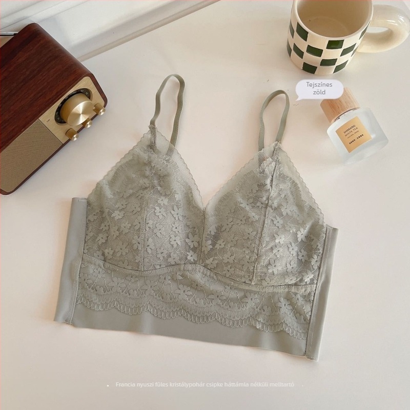 Francia-stílusú csipkés bralette kristálykosaras, beépített bélés, állítható vékony vállpántok, szexi dekoltázs