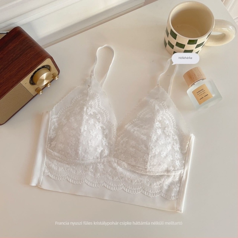 Francia-stílusú csipkés bralette kristálykosaras, beépített bélés, állítható vékony vállpántok, szexi dekoltázs