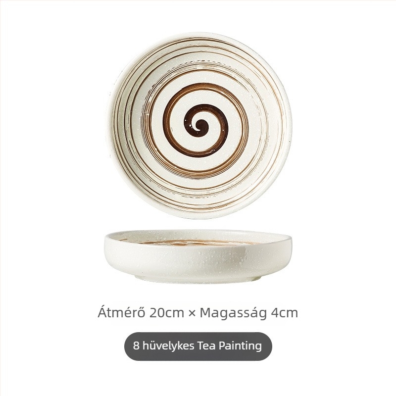Japán stílusú porcelán mély tányér, retro dizájn, mikróhullámú sütőben használható, szállodai felhasználásra