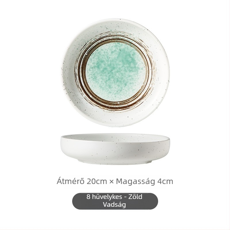 Japán stílusú porcelán mély tányér, retro dizájn, mikróhullámú sütőben használható, szállodai felhasználásra