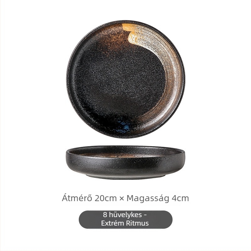 Japán stílusú porcelán mély tányér, retro dizájn, mikróhullámú sütőben használható, szállodai felhasználásra