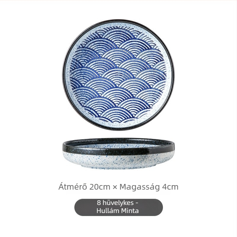 Japán stílusú porcelán mély tányér, retro dizájn, mikróhullámú sütőben használható, szállodai felhasználásra