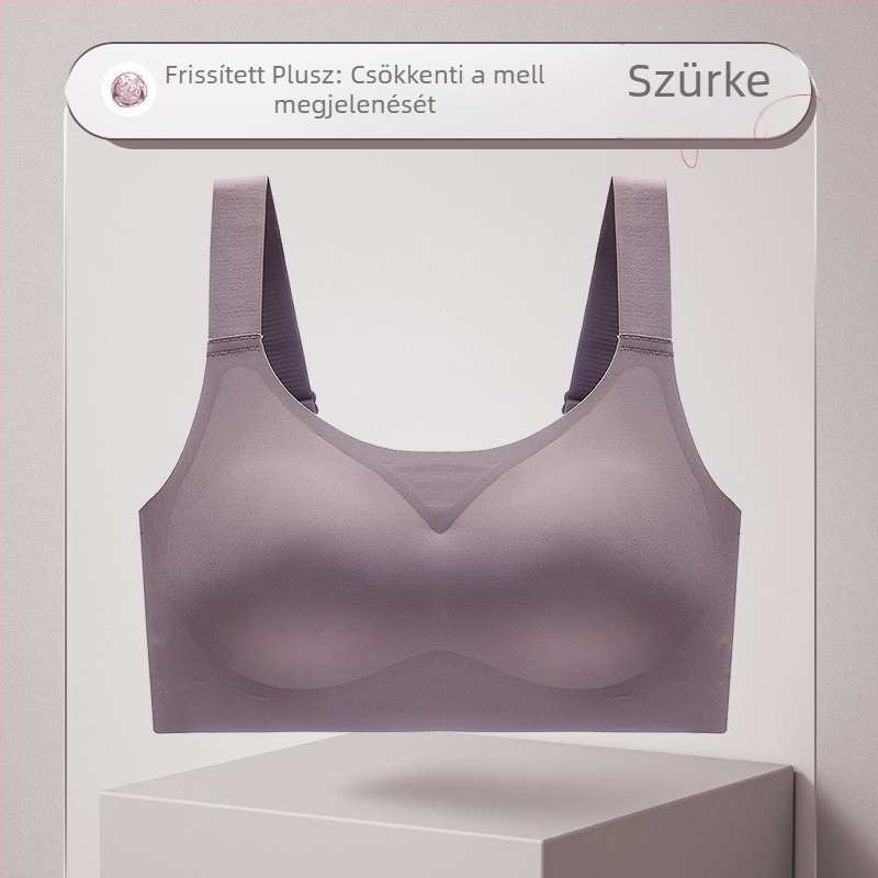 Pluszméretű drót nélküli, varrás nélküli melltartó oldalsó támaszokkal, anti-süllyedés hatással, push-up funkcióval, 3/4 kosár