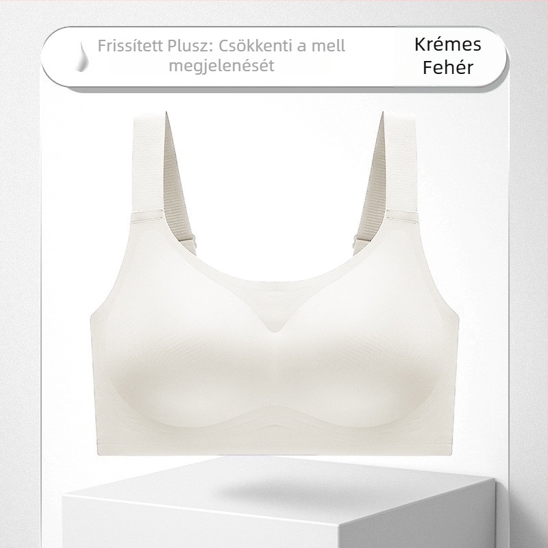 Pluszméretű drót nélküli, varrás nélküli melltartó oldalsó támaszokkal, anti-süllyedés hatással, push-up funkcióval, 3/4 kosár
