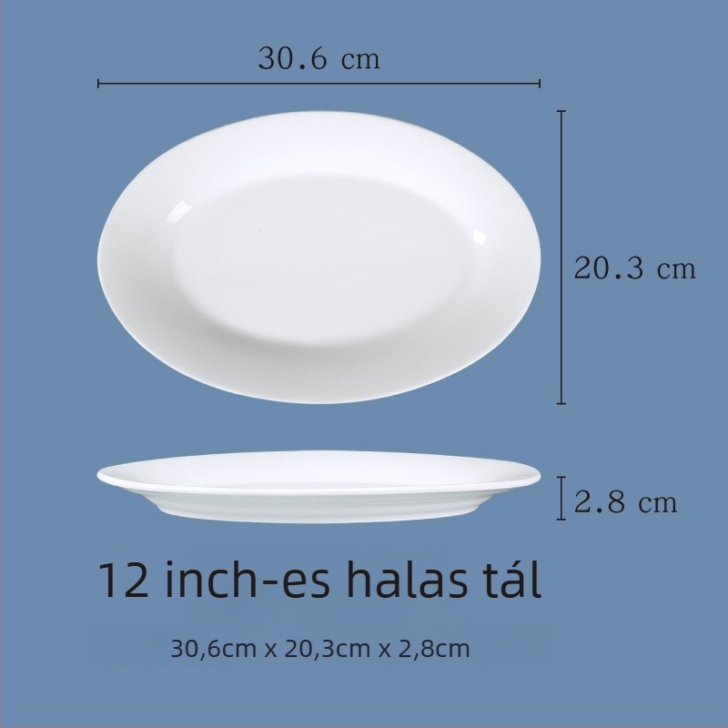 Ovális porcelán tányér — egyszínű dizájn, modern egyszerű stílus, permetezett felület