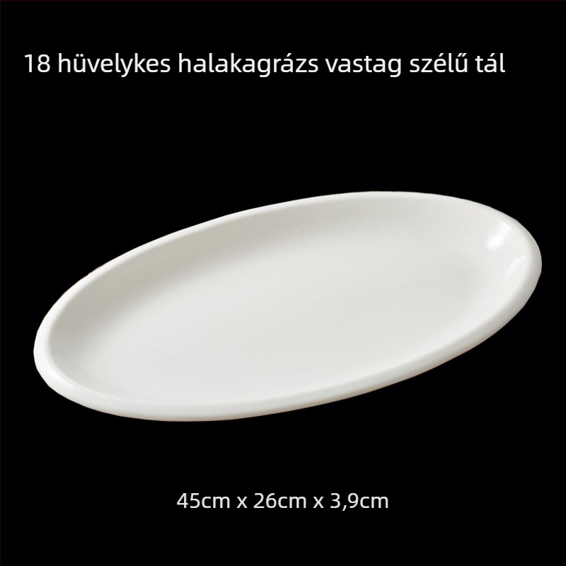 Ovális porcelán tányér — egyszínű dizájn, modern egyszerű stílus, permetezett felület