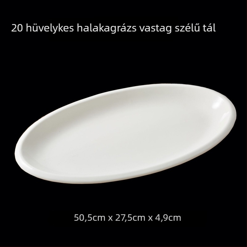 Ovális porcelán tányér — egyszínű dizájn, modern egyszerű stílus, permetezett felület