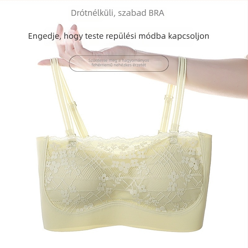 Francia-stílusú csipkés bustier hátsó kivágással, váll nélküli, varrat nélküli, levehető párnákkal, lélegző, könnyű és gyorsan száradó anyag, formázott kosarakkal