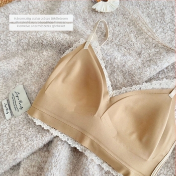 Francia stílusú csipkés camisole háromszög alakú kosarakkal nőknek, push-up bandeau felső csipkés széleivel és szép hátsó dizájn