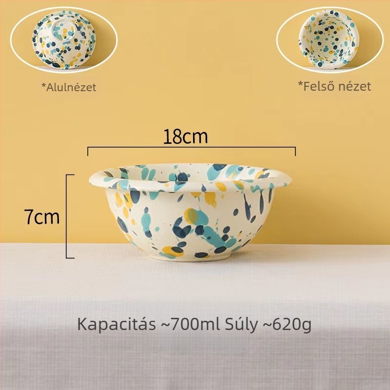 Han Li porcelán kerek vacsorás tányér több mintázattal és glazúrral, mikrohullámú sütőben használható