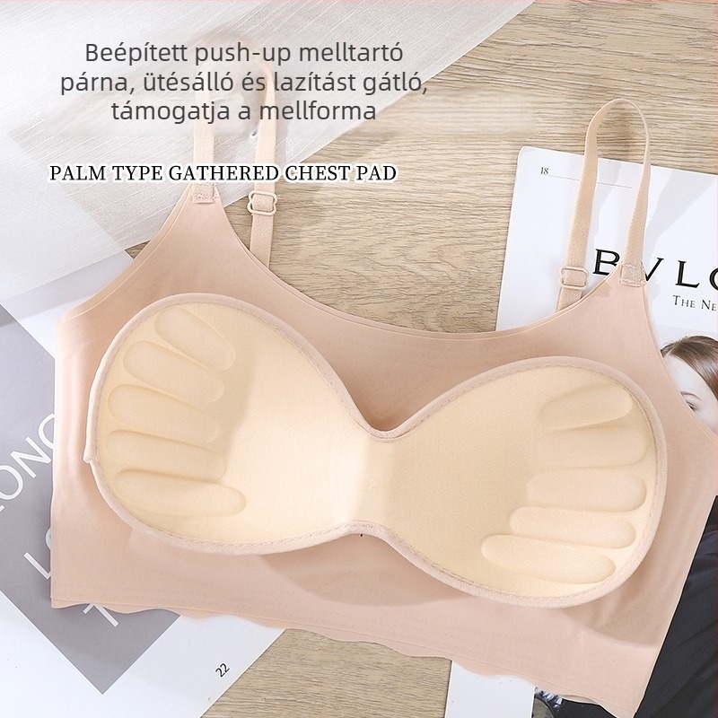 Sportmelltartó vezeték nélküli, varratmentes, formázott teljes kosárral, összegző hátrésszel, nylon anyagú, fixált dupla vállpántok