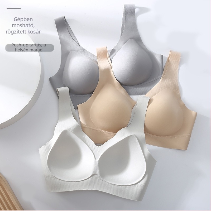 Ice Silk varrás nélküli latex melltartó nőknek, fix kosarakkal, légáteresztő, tank-stílus, vékony