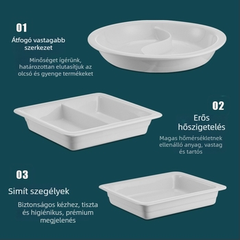 Kerámia büfé belső tartály a hőmegőrzéshez, téglalap alakú étkezőtál és kerek kerámia tál, Jiaojiexing márka, szállodák és éttermek számára