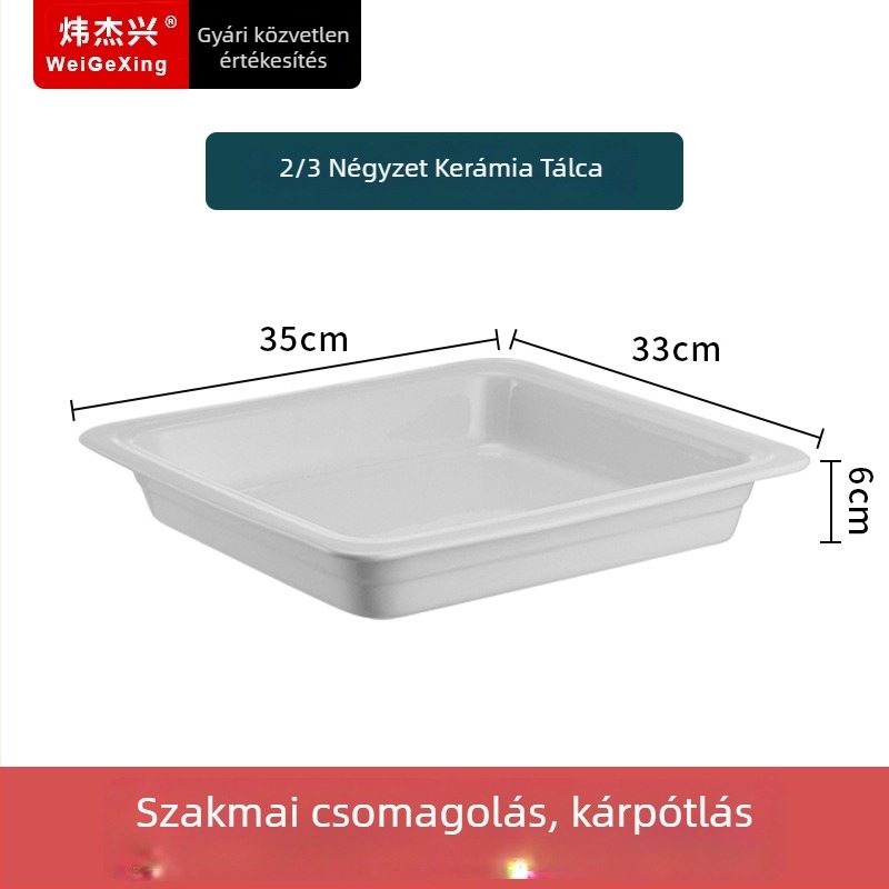 Kerámia büfé belső tartály a hőmegőrzéshez, téglalap alakú étkezőtál és kerek kerámia tál, Jiaojiexing márka, szállodák és éttermek számára