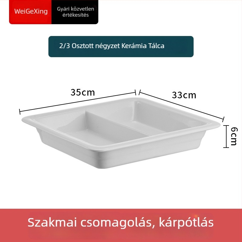 Kerámia büfé belső tartály a hőmegőrzéshez, téglalap alakú étkezőtál és kerek kerámia tál, Jiaojiexing márka, szállodák és éttermek számára