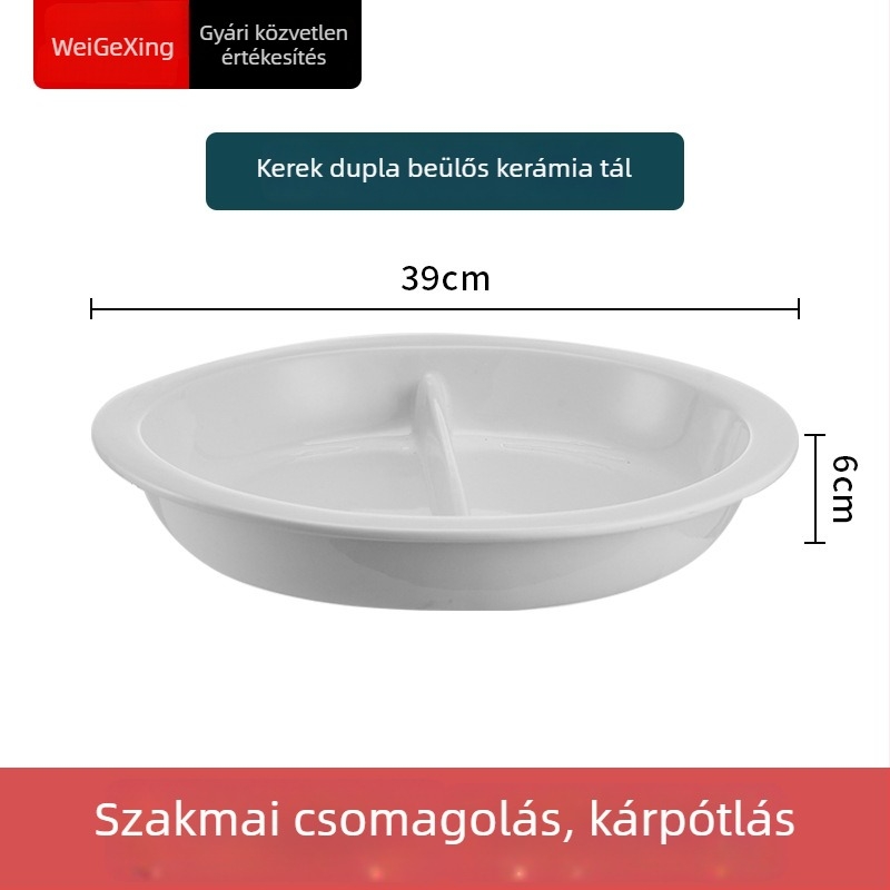 Kerámia büfé belső tartály a hőmegőrzéshez, téglalap alakú étkezőtál és kerek kerámia tál, Jiaojiexing márka, szállodák és éttermek számára