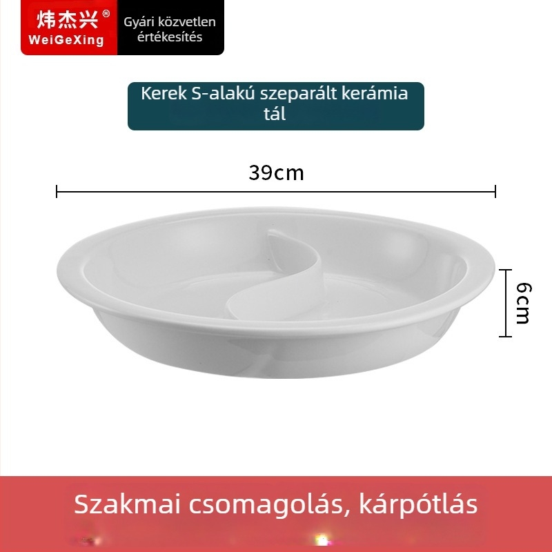 Kerámia büfé belső tartály a hőmegőrzéshez, téglalap alakú étkezőtál és kerek kerámia tál, Jiaojiexing márka, szállodák és éttermek számára