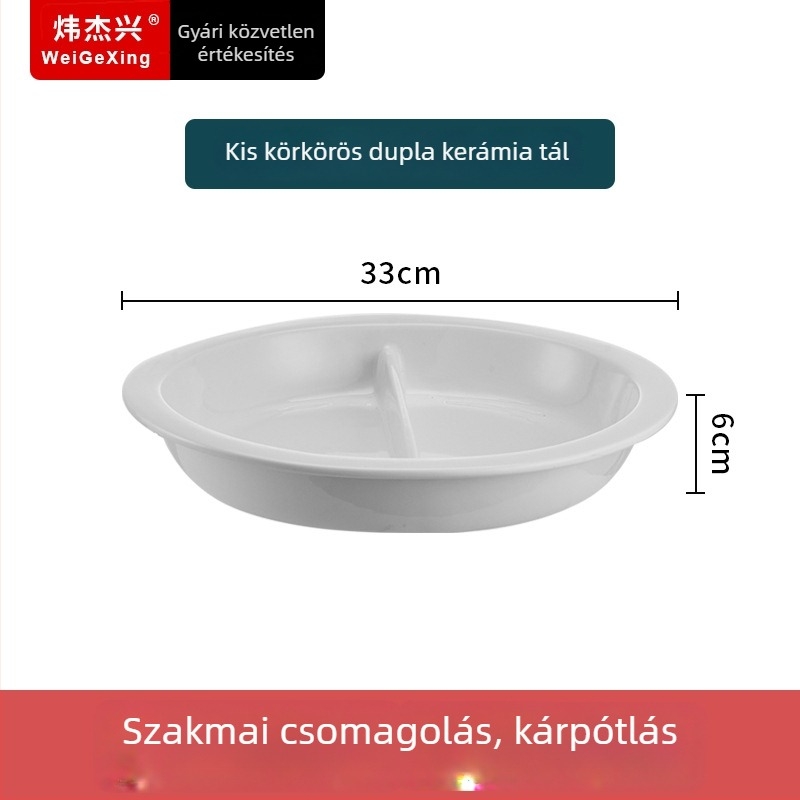 Kerámia büfé belső tartály a hőmegőrzéshez, téglalap alakú étkezőtál és kerek kerámia tál, Jiaojiexing márka, szállodák és éttermek számára