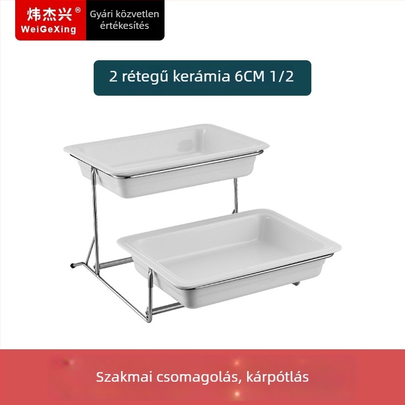 Kerámia büfé belső tartály a hőmegőrzéshez, téglalap alakú étkezőtál és kerek kerámia tál, Jiaojiexing márka, szállodák és éttermek számára