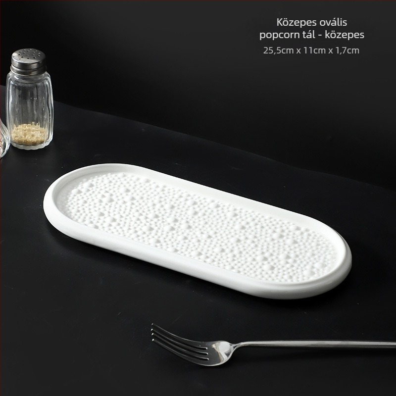Porcelán kerek lapos tányér alul-glazúrral, modern minimalista stílus, mikrohullámú sütőben is használható