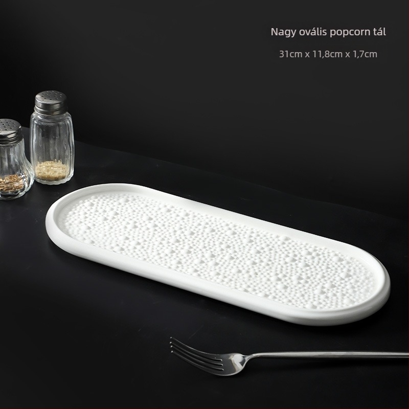 Porcelán kerek lapos tányér alul-glazúrral, modern minimalista stílus, mikrohullámú sütőben is használható