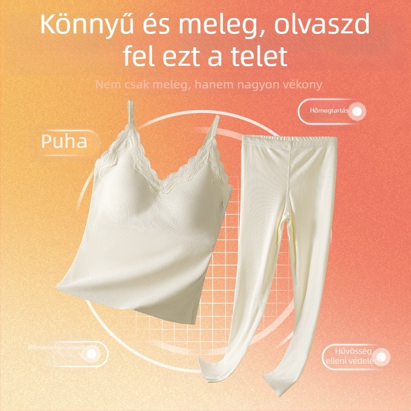Csipkés, melegen tartó mellény beépített melltartóval és mellpárnákkal, V-nyakú, akril rostból készült anyag, közepes vastagságú 181–200 g/m²