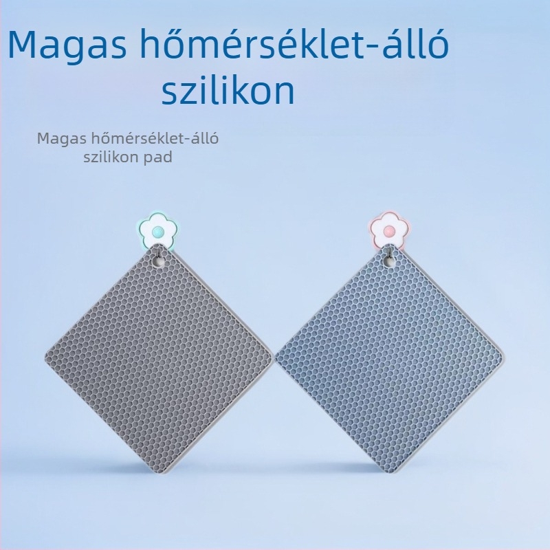 Szilikon négyszögletes edényalátét, hőszigetelő és égés elleni védelem, mikróhoz