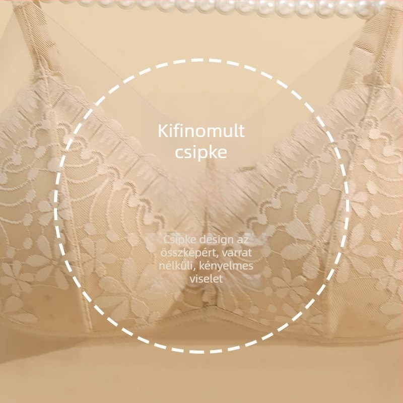 Francia csipkés hátsó melltartó beépített párnázással, merevítő nélkül, Ice Silk anyag, U-alakú oldalpántok