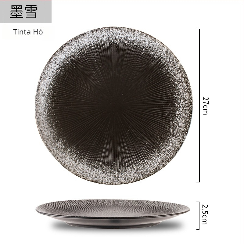 Porcelán vacsora tál, kör alakú, japán–koreai stílus, mikrohullámú sütőben használható, több mintázat