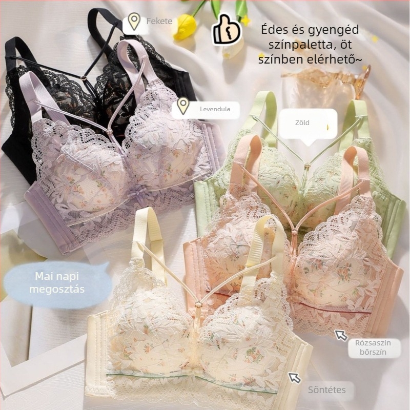 Lan Butterfly Man francia csipkés melltartó kis mellhez, 3/4 kosár, pamut bélés, kényelmes és bájos tartás