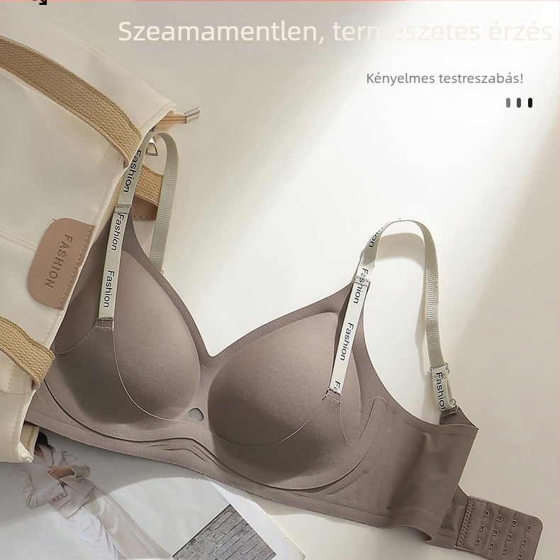 3/4-es kosaras drót nélküli melltartó, puha támasztással és fix vállpántokkal, vékony formázott kosár, anyag nylon, bélés spandex 50-70%