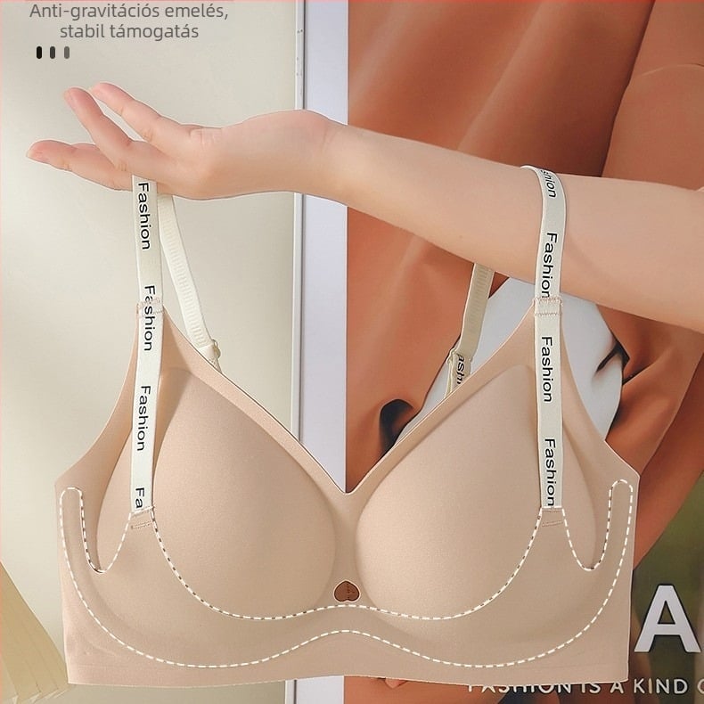 3/4-es kosaras drót nélküli melltartó, puha támasztással és fix vállpántokkal, vékony formázott kosár, anyag nylon, bélés spandex 50-70%