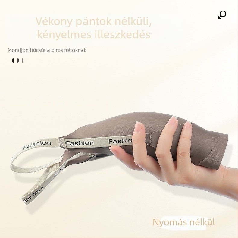 3/4-es kosaras drót nélküli melltartó, puha támasztással és fix vállpántokkal, vékony formázott kosár, anyag nylon, bélés spandex 50-70%